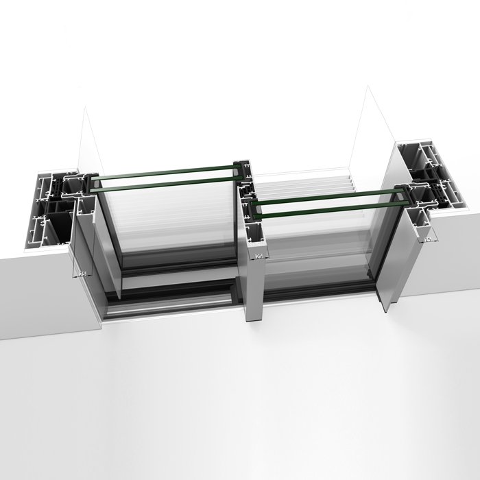 Ventana de aluminio corredera S140RP INFINITY Sección Completa Embutida