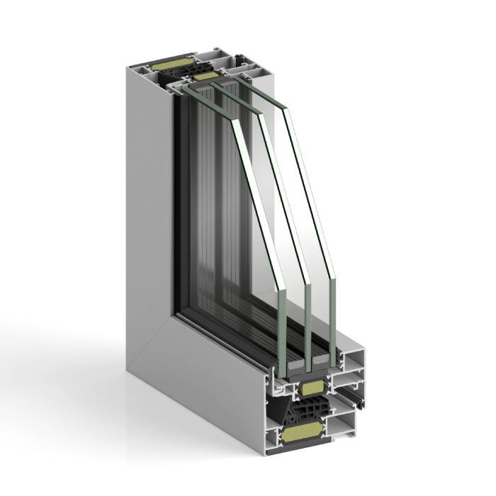 Ventana de aluminio STRUGAL S82RP Hoja Invisible Con Junquillo De Aluminio Galce 60 Mm